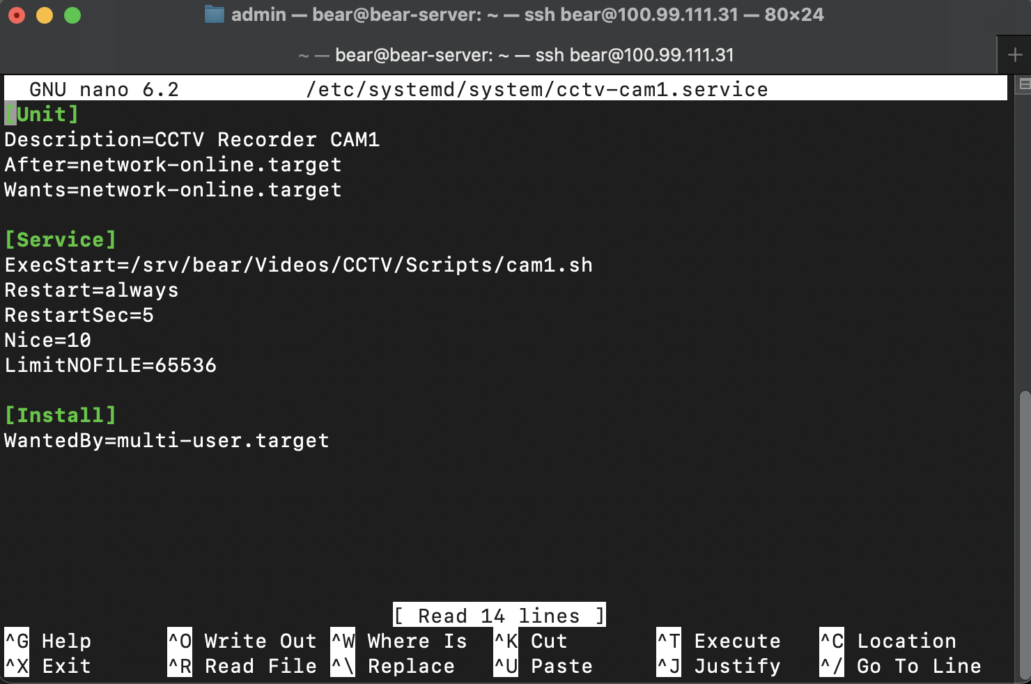 Systemd config file for recordings to start at system boot