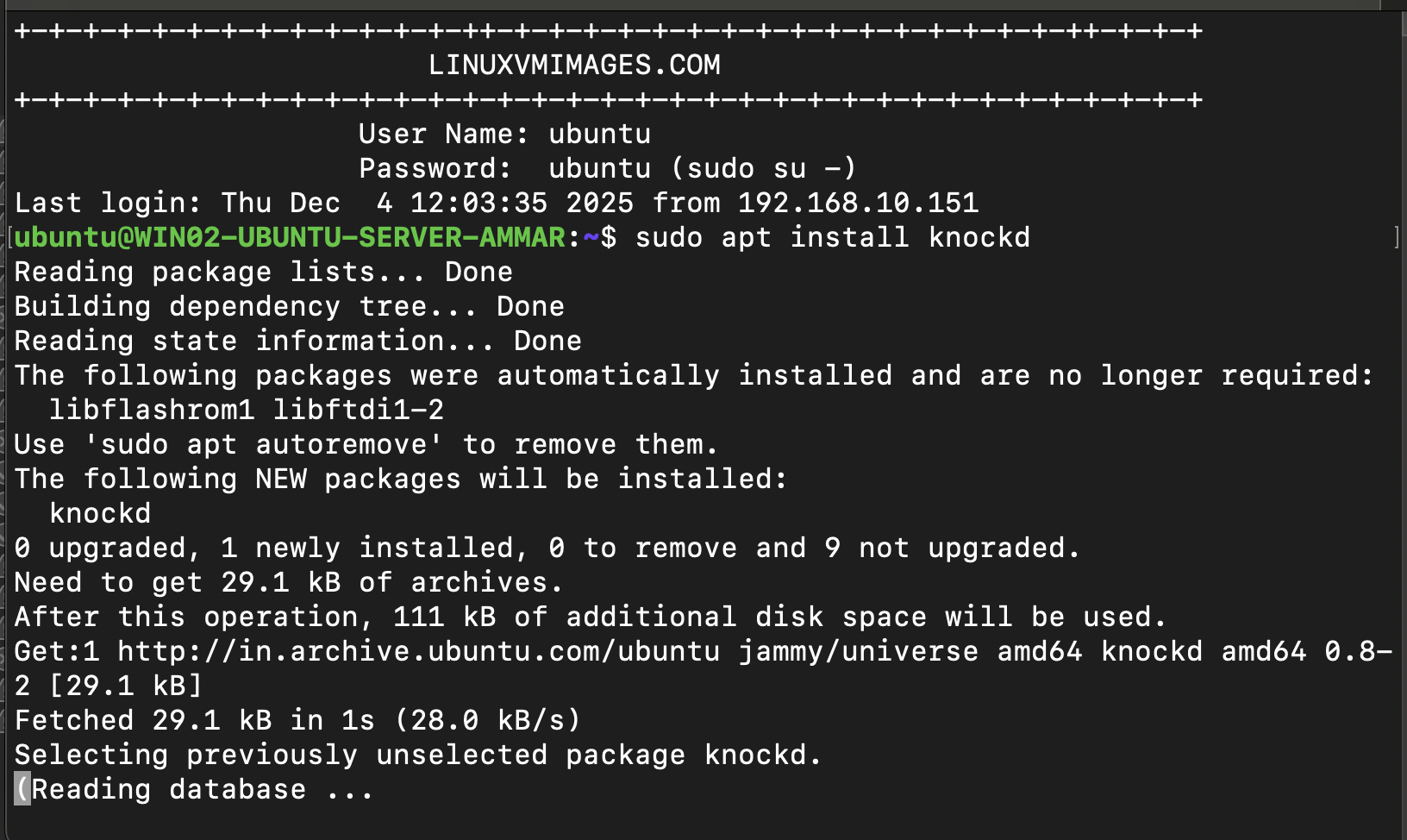 Installing knockd